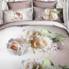 COMPLETO LETTO 3D LENZUOLA MATRIMONIALE SOTTO SOPRA COPRICUSCINI ROSE BIANCHE