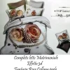 COMPLETO LETTO 3D LENZUOLA MATRIMONIALE SOTTO SOPRA COPRICUSCINI ROSE CON PERLE