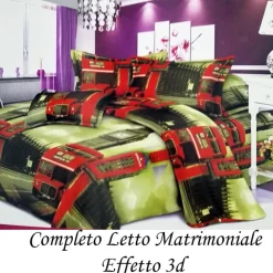 COMPLETO LETTO 3D LENZUOLA MATRIMONIALE SOTTO SOPRA COPRI CUSCINI BUS LONDINESE