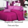 COMPLETO LETTO LENZUOLA MATRIMONIALE CON COPRI CUSCINI TINTA UNITA COLORE ROSA