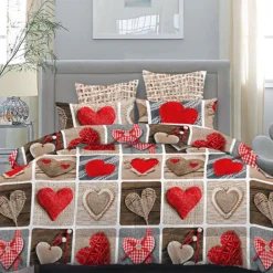 COMPLETO MATRIMONIALE CALDO LENZUOLO 250x290CM MAXI ANGOLI CUORI RICAMATI