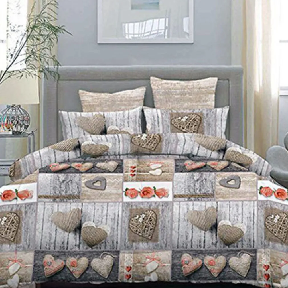 COMPLETO MATRIMONIALE CALDO LENZUOLO 250x290CM MAXI ANGOLI CUORI E ROSE GRIGIO