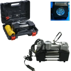 COMPRESSORE 2 CILINDRI 12V 85LT 150PSI AUTO MOTO TORCIA VIAGGIO CASA + VALIGETTA