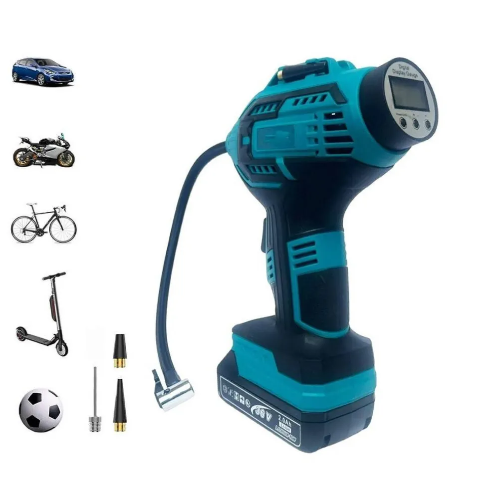 COMPRESSORE ARIA PORTATILE DOPPIA BATTERIA LITIO 36 V DIGITALE RUOTE AUTO MOTO