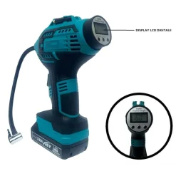 COMPRESSORE ARIA PORTATILE DOPPIA BATTERIA LITIO 36 V DIGITALE RUOTE AUTO MOTO