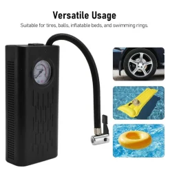 COMPRESSORE D'ARIA GONFIATORE ELETTRICO PORTATILE PER PNEUMATICI AUTO SENZA FILI MANOMETRO