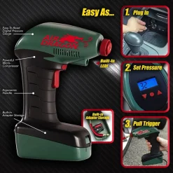 COMPRESSORE D'ARIA PORTATILE LUCE LED PRESA AUTO 12V CAVO 4,25MT MOTO CAMPEGGIO