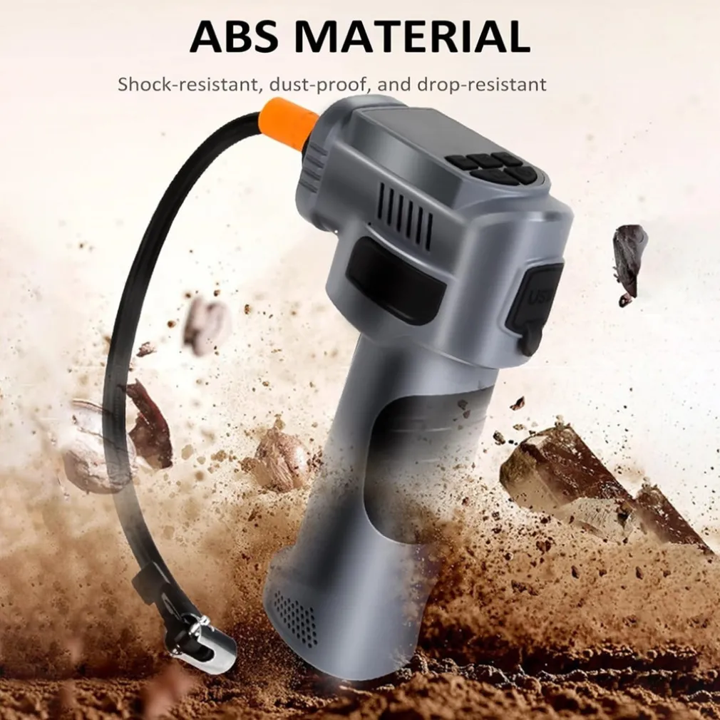 COMPRESSORE D'ARIA PORTATILE POMPA ELETTRICA WIRELESS 4IN1 8000MAH CON LUCE EMERGENZA AUTO