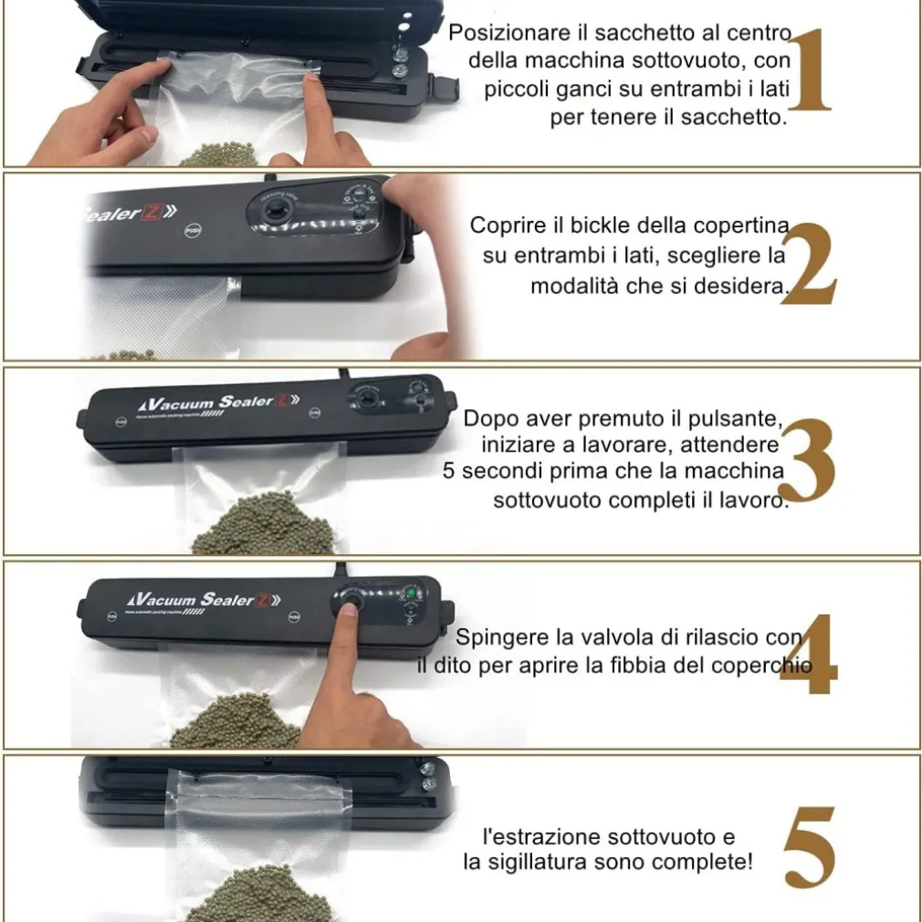 CONFEZIONATRICE MACCHINA SOTTOVUOTO ELETTRICO PORTATILE PER ALIMENTI 90W Q-Z100