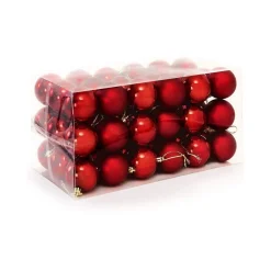 CONFEZIONE 54 PALLINE DI NATALE COLORE ROSSO 6 CM ADDOBBO NATALIZIO