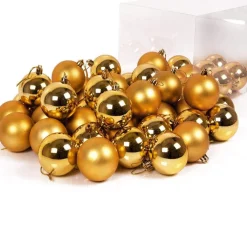 CONFEZIONE 54 PALLINE DI NATALE COLORE ORO GOLD 6 CM ADDOBBO NATALIZIO
