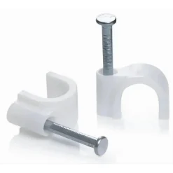 CONFEZIONE DA 100PZ FERMACAVO FERMA CAVI DA Ø 7 MM COLORE BIANCO CON CHIODO FM-7