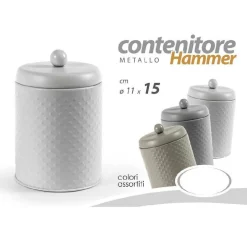 CONTENITORE BARATTOLO HAMMER MULTIUSO 11X15CM IN METALLO COLORI ASSORTITI 783388