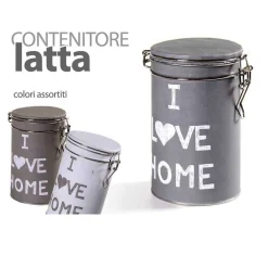 CONTENITORE IN LATTA ERMETICA CUCINA TONDA COLORI ASS I LOVE HOME 11X20CM 710537