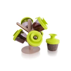 CONTENITORE PORTA SPEZIE ORGANIZER 6 BARATTOLI POP UP SPICE RACK ALBERO VITA
