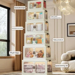 CONTENITORE PORTAOGGETTI IN PLASTICA CON COPERCHIO PIEGHEVOLE A DOPPIA PORTA ARMADIO