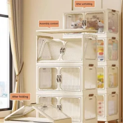 CONTENITORE PORTAOGGETTI IN PLASTICA CON COPERCHIO PIEGHEVOLE A DOPPIA PORTA ARMADIO