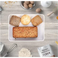 CONTENITORE PORTAPANE VINTAGE NERO COPERCHIO TAGLIERE IN LEGNO LATTA ALIMENTI