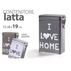 CONTENITORE SCATOLA IN LATTA RETTANGOLARE MULTIUSO I LOVE HOME 19X12X8CM 710469
