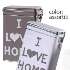 CONTENITORE SCATOLA IN LATTA RETTANGOLARE MULTIUSO I LOVE HOME 19X12X8CM 710469