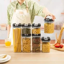 CONTENITORI ERMETICI SOTTOVUOTO PER ALIMENTI CUCINA PASTA BARATTOLI 7 PEZZI PORTA BISCOTTI