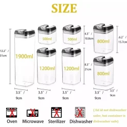 CONTENITORI ERMETICI SOTTOVUOTO PER ALIMENTI CUCINA PASTA BARATTOLI 7 PEZZI PORTA BISCOTTI