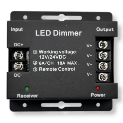 CONTROLLER DIMMER PER STRISCE LED MONOCOLORE DC12V-24V CON TELECOMANDO 3 CANALI A 6A AP-01
