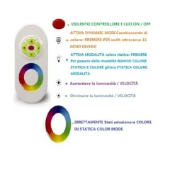 Controller Dimmer RGB telecomando touch RF 12-24V 18A per striscia LED 5050 RGB