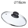 COPERCHIO IN VETRO RICAMBIO PER PENTOLA PADELLA Ø16-18-20-22-24-26-30-32CM POMELLO NERO