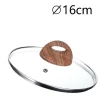COPERCHIO IN VETRO TEMPERATO PER PENTOLA PADELLA RICAMBIO Ø16 A 32CM POMELLO EFFETTO LEGNO