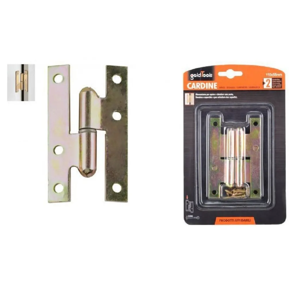 COPPIA CERNIERE CERNIERA A H CARDINE PER PORTA FINESTRA 110X55X2.5 MM VITI 91158
