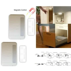 COPPIA LUCI CON 6 LED SENSORE MAGNETICO ARMADIO CASSETTO MOBILE PORTA 6000K