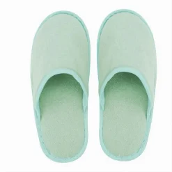 COPPIA PANTOFOLE CIABATTE BAGNO CHIUSE TESSUTO VERDE TAGLIA 35-40 STANZA 79686