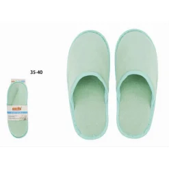 COPPIA PANTOFOLE CIABATTE BAGNO CHIUSE TESSUTO VERDE TAGLIA 35-40 STANZA 79686