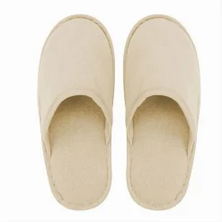 COPPIA PANTOFOLE CIABATTE BAGNO CHIUSE TESSUTO BEIGE TAGLIA 39-45 STANZA 79693