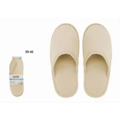 COPPIA PANTOFOLE CIABATTE BAGNO CHIUSE TESSUTO BEIGE TAGLIA 39-45 STANZA 79693
