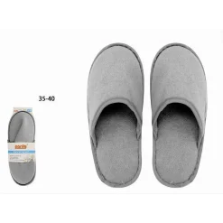 COPPIA PANTOFOLE CIABATTE BAGNO CHIUSE TESSUTO GRIGIO TAGLIA 35-40 STANZA 79689