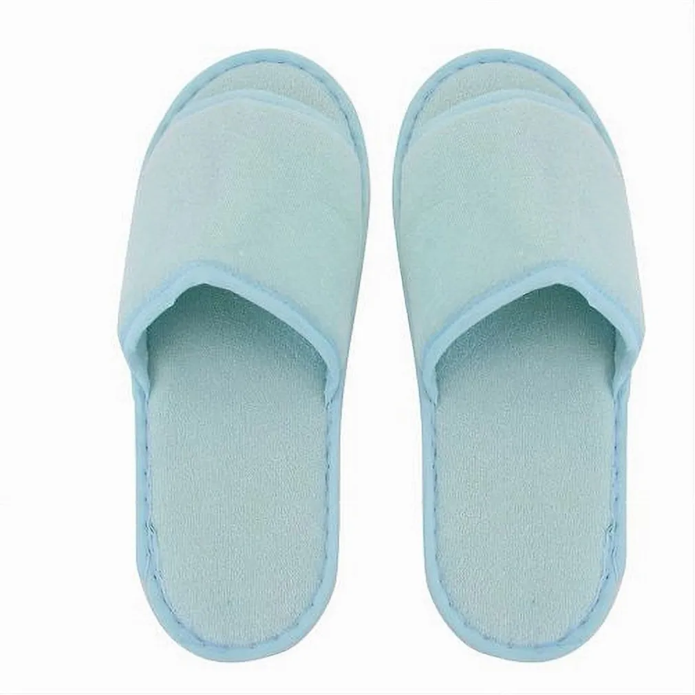 COPPIA PANTOFOLE CIABATTE BAGNO TESSUTO AZZURRO TAGLIA 39-45 STANZA HOTEL 79682