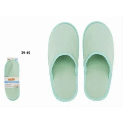 COPPIA PANTOFOLE CIABATTE BAGNO CHIUSE TESSUTO VERDE TAGLIA 39-45 STANZA 79692