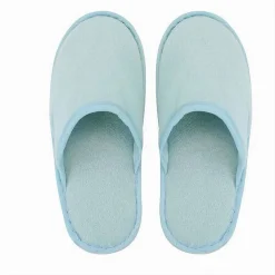 COPPIA PANTOFOLE CIABATTE BAGNO CHIUSE TESSUTO AZZURRO TAGLIA 39-45 STANZA 79694