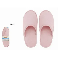 COPPIA PANTOFOLE CIABATTE BAGNO CHIUSE IN TESSUTO ROSA TAGLIA 39-45 STANZA 79691