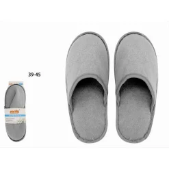 COPPIA PANTOFOLE CIABATTE BAGNO CHIUSE TESSUTO GRIGIO TAGLIA 39-45 STANZA 79695