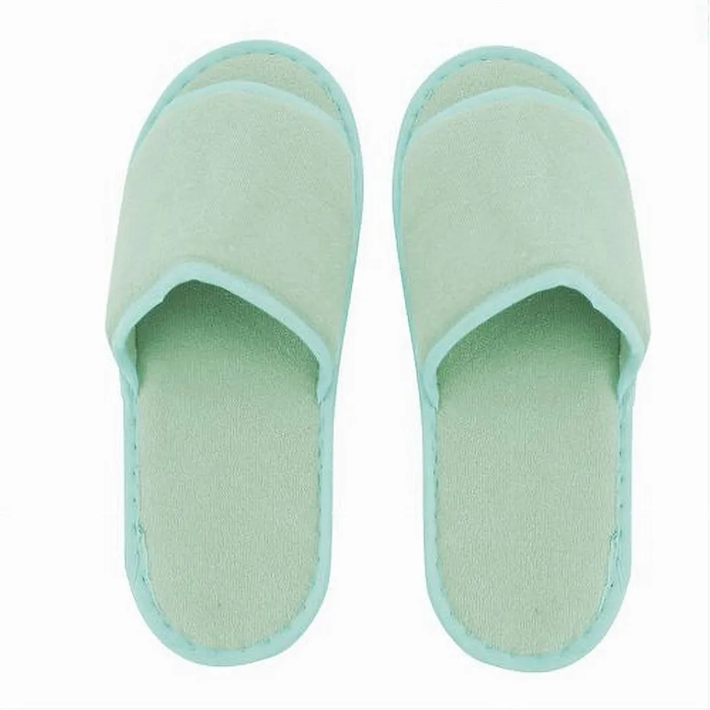 COPPIA PANTOFOLE CIABATTE BAGNO IN TESSUTO VERDE TAGLIA 35-40 STANZA HOTEL 79674