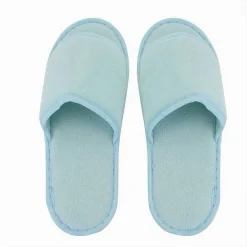 COPPIA PANTOFOLE CIABATTE BAGNO TESSUTO AZZURRO TAGLIA 35-40 STANZA HOTEL 79676