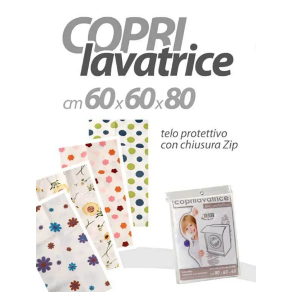 COPRI LAVATRICE PROTTETIVO 60X60X80CM IMBOTTITO CERNIERA TELO DECORI ASS. 345814