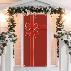 COPRI PORTA NATALIZIO CON ELASTICO DECORAZIONI SFONDI ADDOBBI NATALE 90X210 CM
