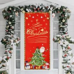 COPRI PORTA NATALIZIO CON ELASTICO DECORAZIONI SFONDI ADDOBBI NATALE 90X210 CM