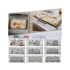 COPRIFORNO + COPRIFORNELLO COPRI FORNO FORNELLI FUOCHI CUORI ROSE FIOCCO