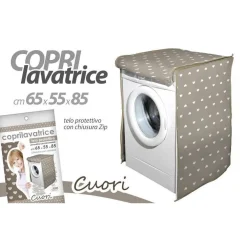 COPRILAVATRICE COPRI LAVATRICE TELO PROTTETIVO 65X55X85CM CERNIERA CUORI 736780