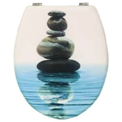 COPRIWATER COPRI SEDILE WC BAGNO UNIVERSALE CERNIERE ACCIAIO SASSI MARE 52964A